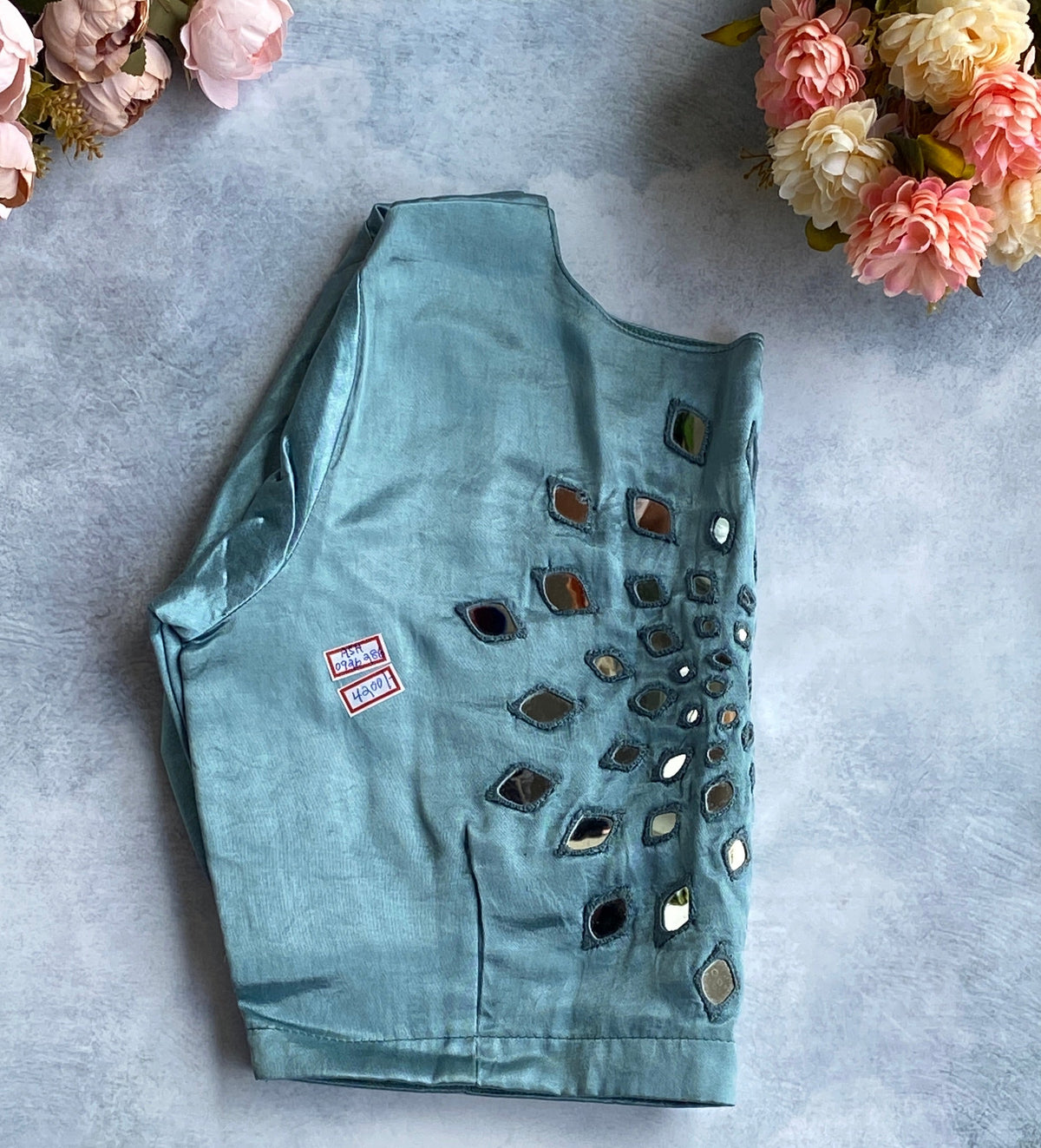 Sky Blue Sequin Burst Blouse