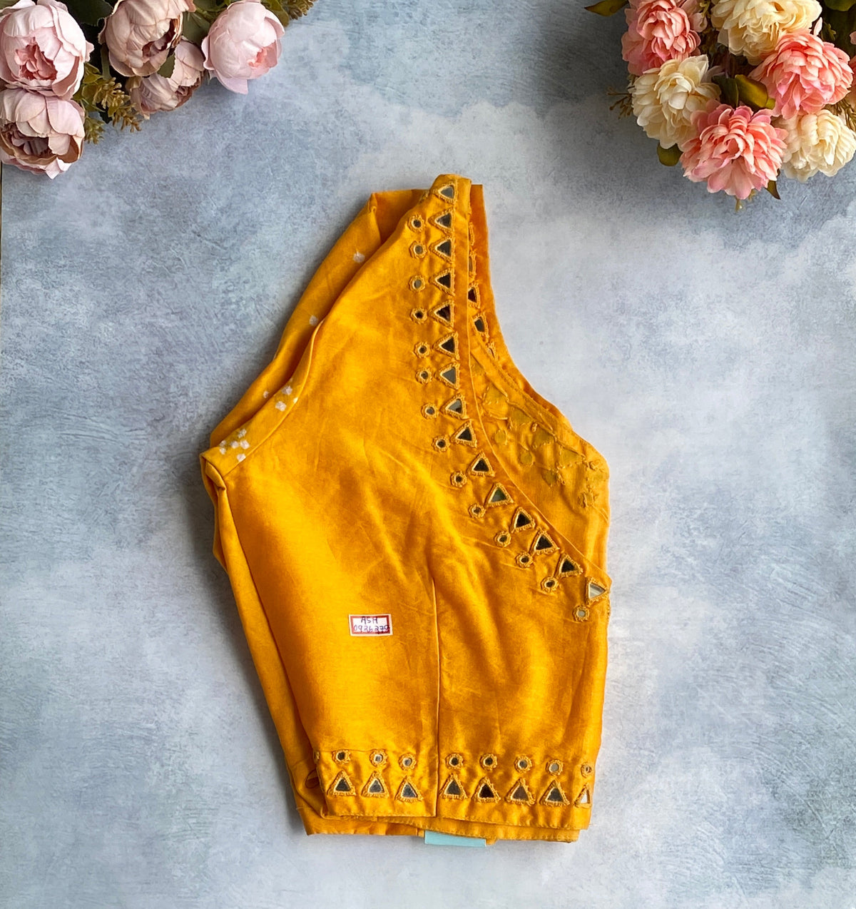 Mustard Yellow Pearl Trim Blouse