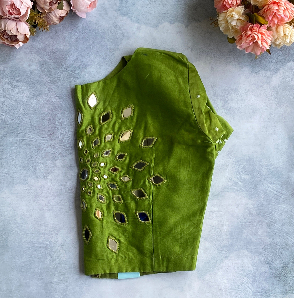 Parrot Green Sequin Burst Blouse