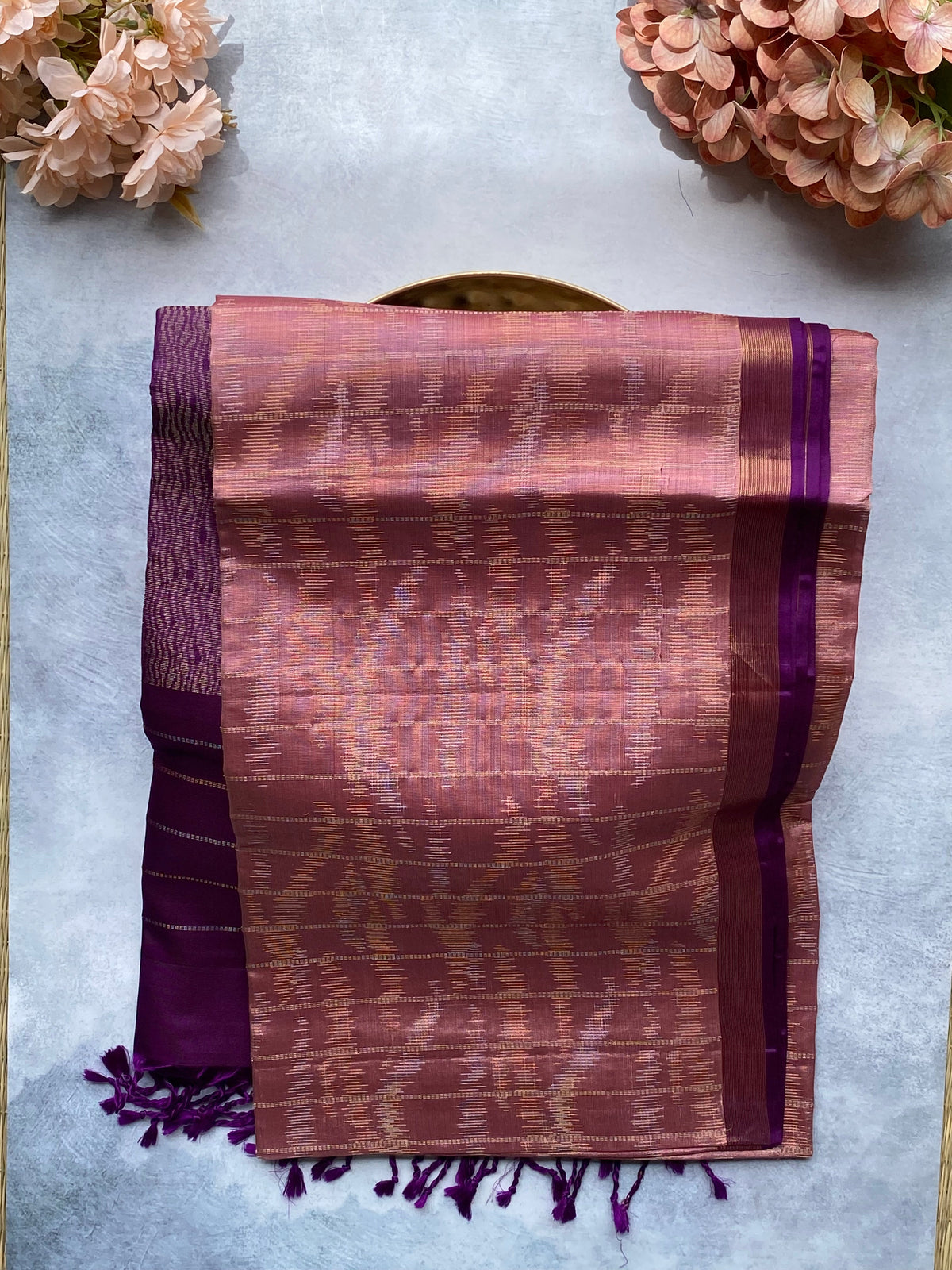Dusty Rose Ombre Silk Saree