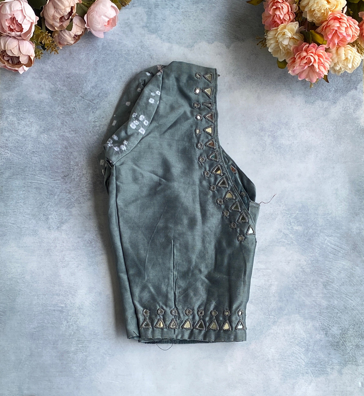 Grey Jacquard Lace Blouse