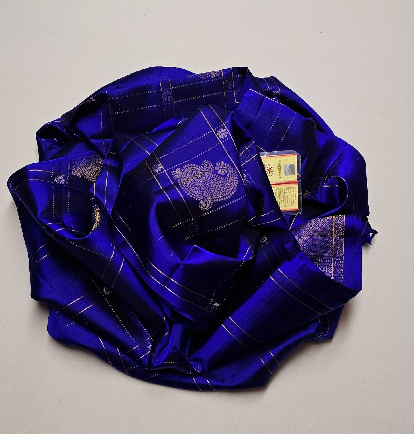 Royal Blue Silk Saree with Paisley Motifs