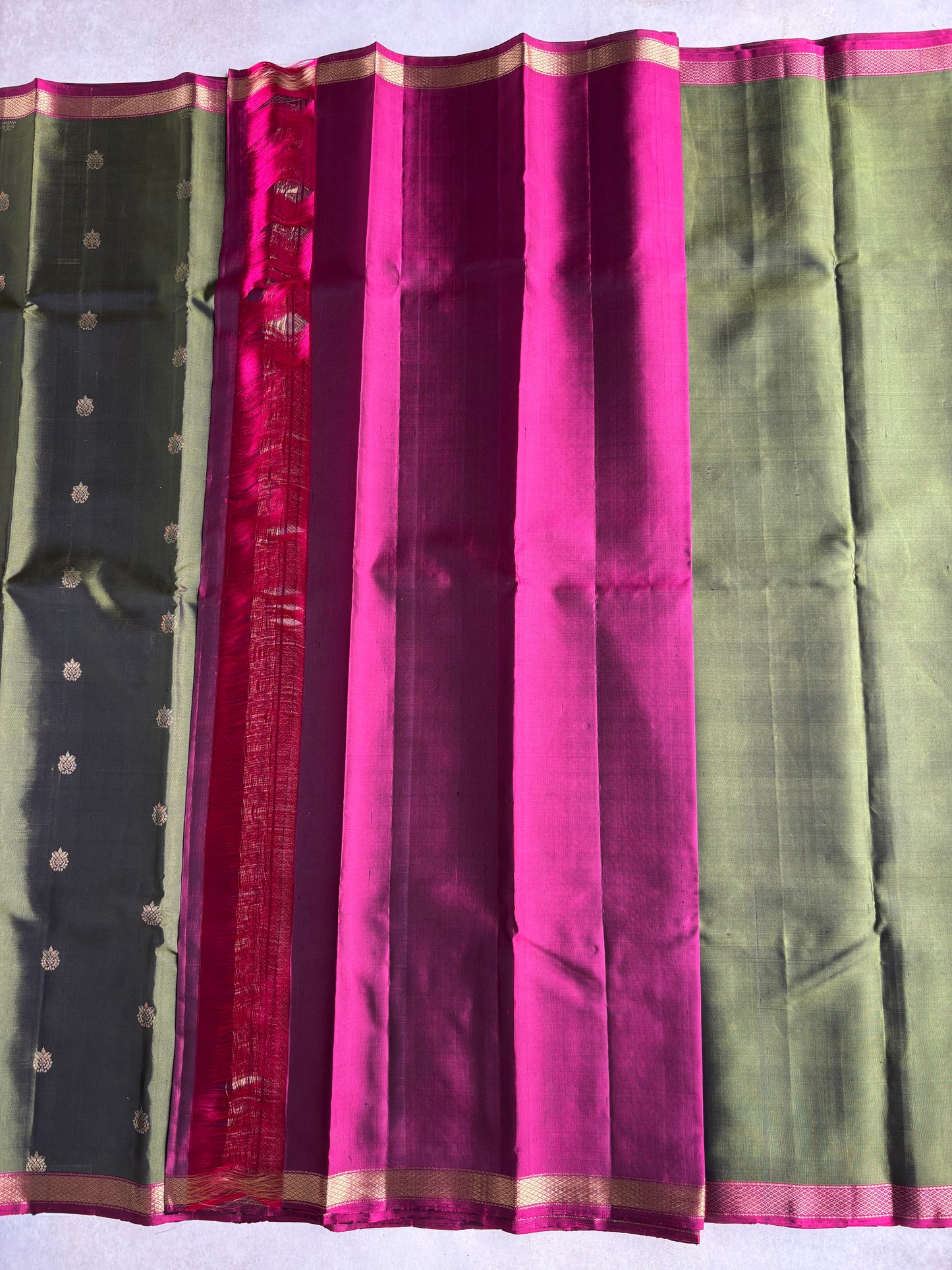 Kanchi Olive Green Soft Silk Saree