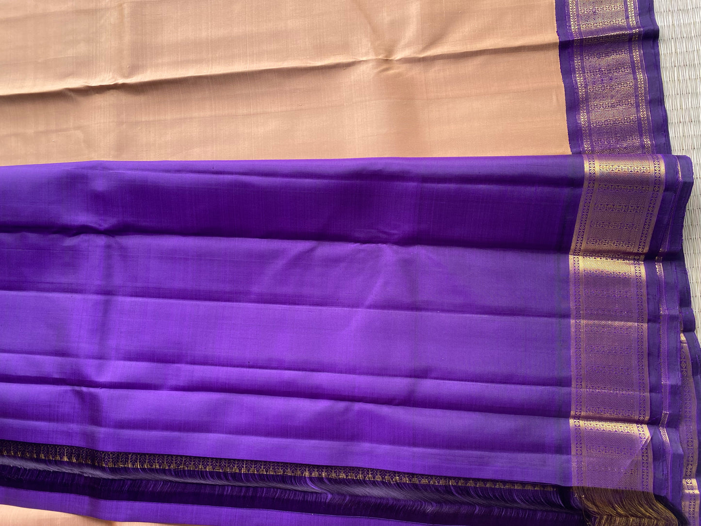 Antique Gold & Royal Purple Traditional Kanchipuram Silk Saree