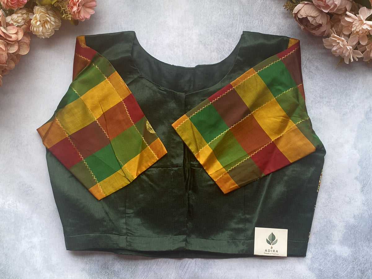 Emerald Heritage Pure Silk Embroidered Blouse