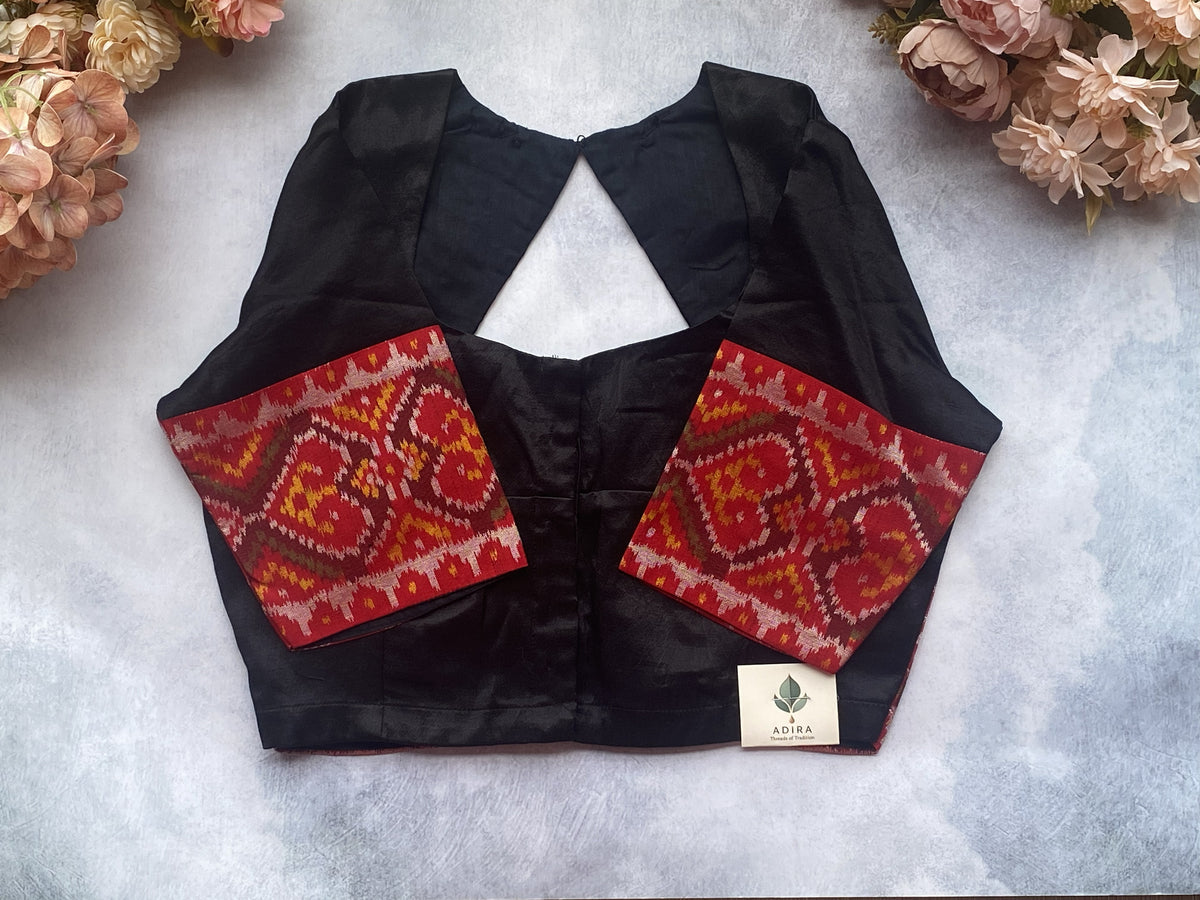 Midnight Ikkat Pure Silk Mirror Work Blouse