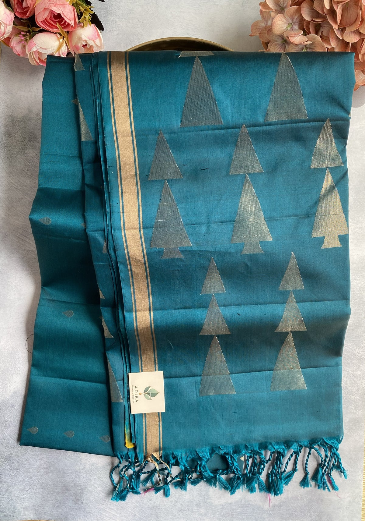 Peacock Blue Handwoven Silk Saree