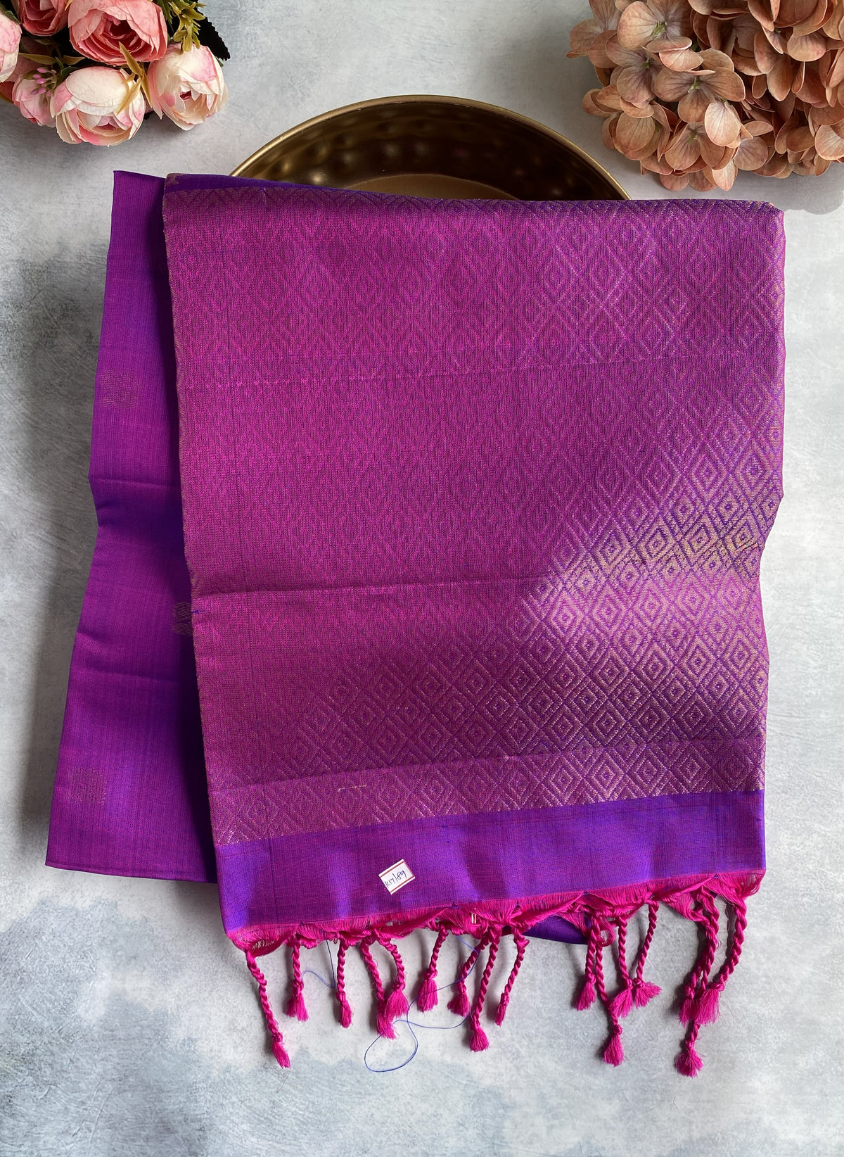 Violet Pink Handwoven Silk Saree