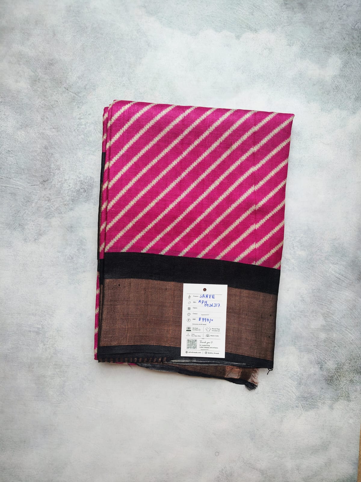 Magenta Pink Leheriya Tussar Silk Saree