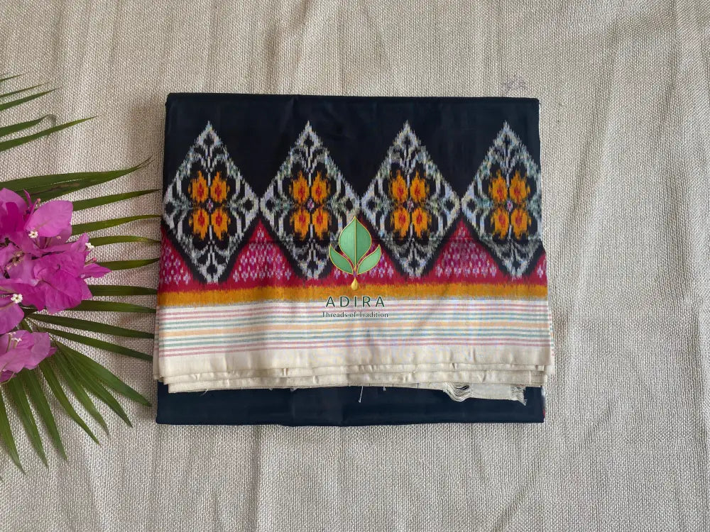 Black Ikkat Hand Oven Silk Saree - Ikkat Silk Saree