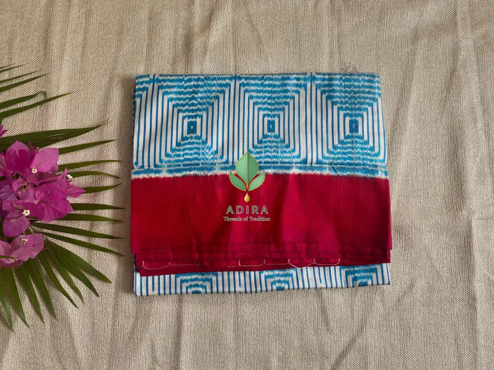 Blue Pink Ikkat Hand oven Silk Saree - Ikkat Silk Saree