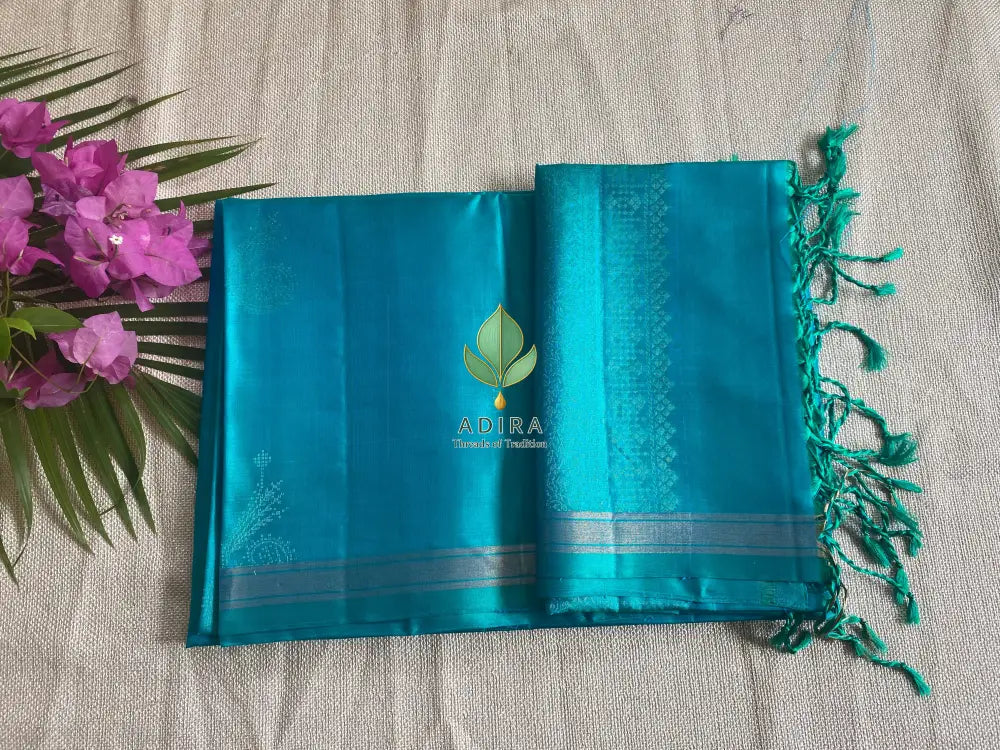 Turquoise Soft Silk Saree - Soft silk