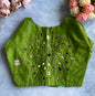 Parrot Green Sequin Burst Blouse