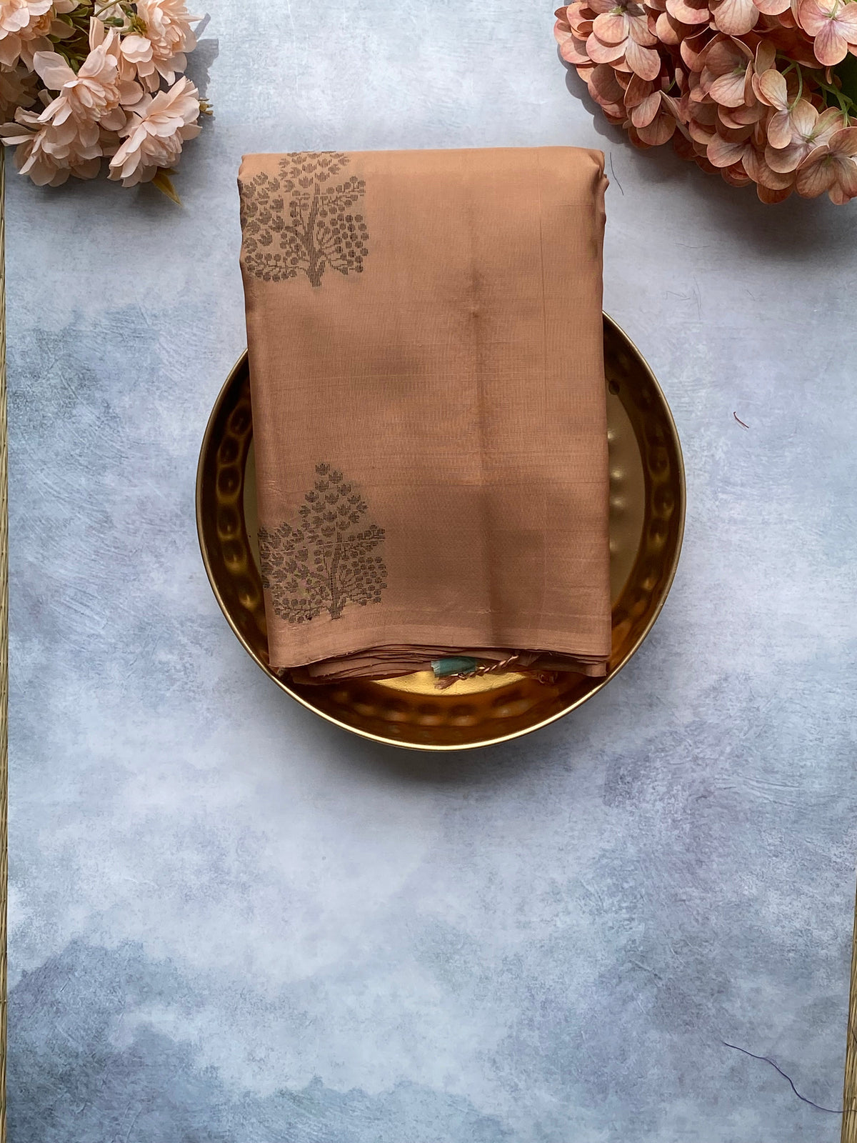 Peach Blush Plain Silk Saree
