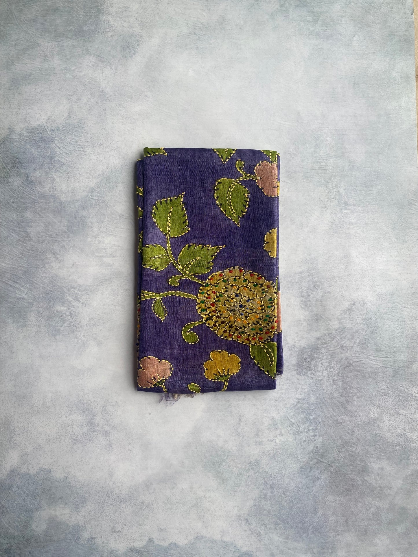 Tussar Kalamkari Kantha Blouse Piece (Lavender)