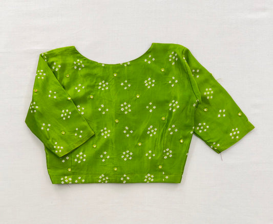 Lime Green Mirror Work Blouse