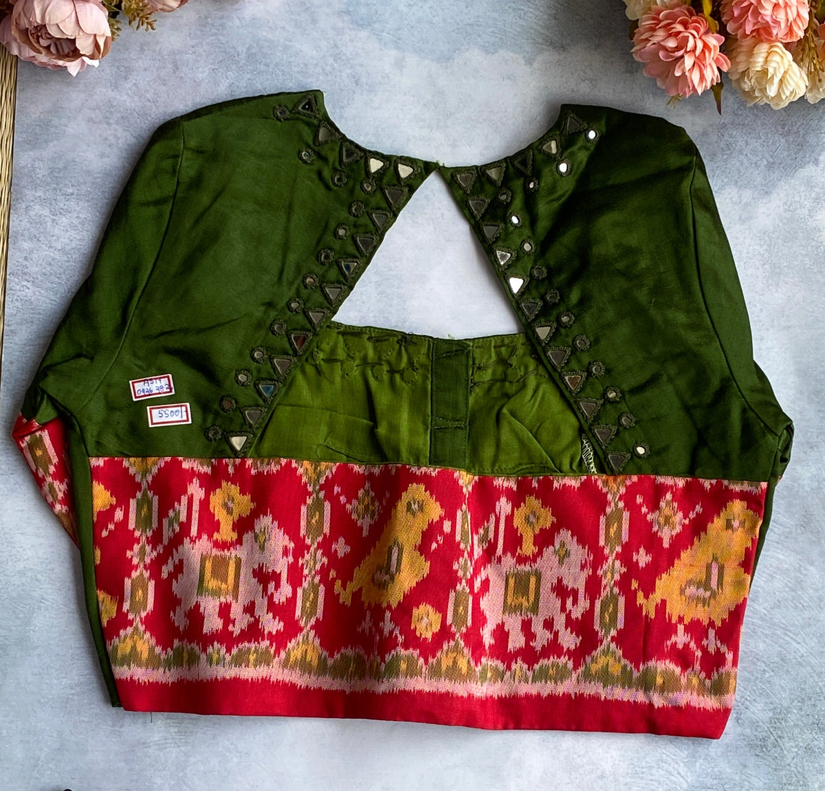 Bottle Green Kalamkari Border Blouse