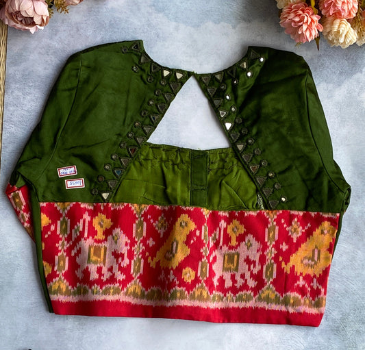 Bottle Green Kalamkari Border Blouse