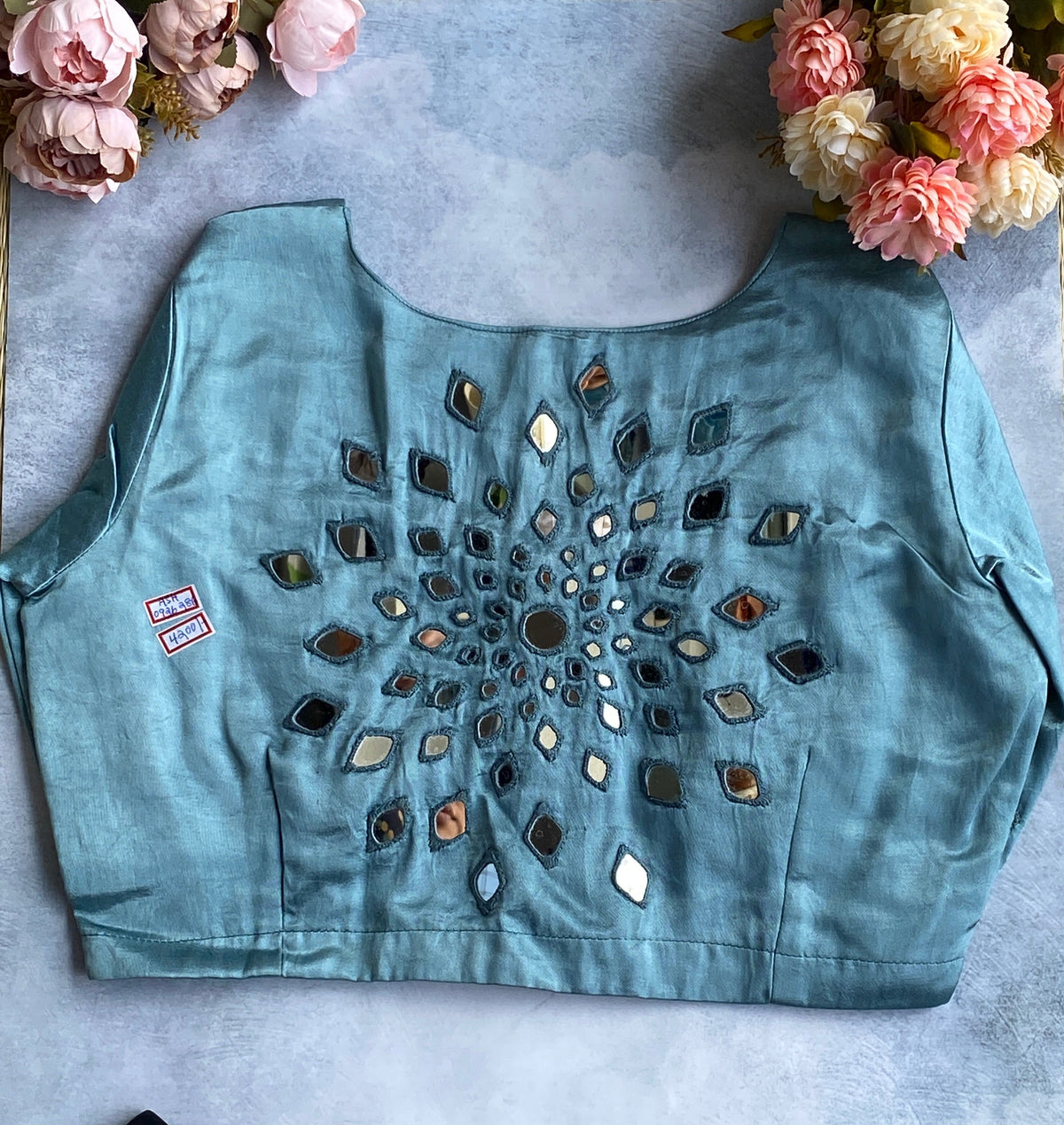 Sky Blue Sequin Burst Blouse