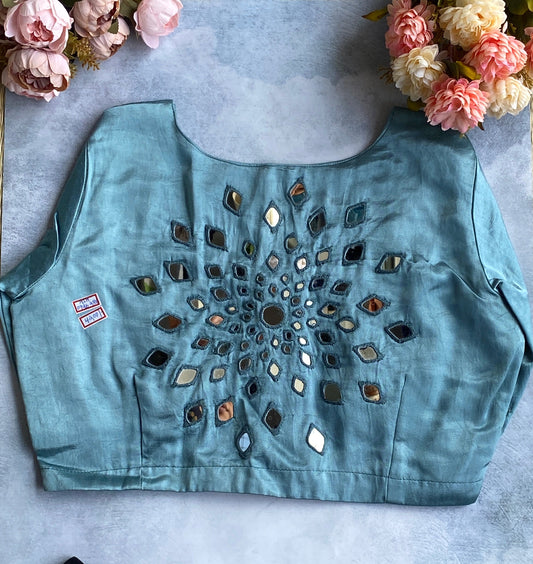 Sky Blue Sequin Burst Blouse
