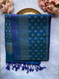 Teal Blue Striped Silk Saree