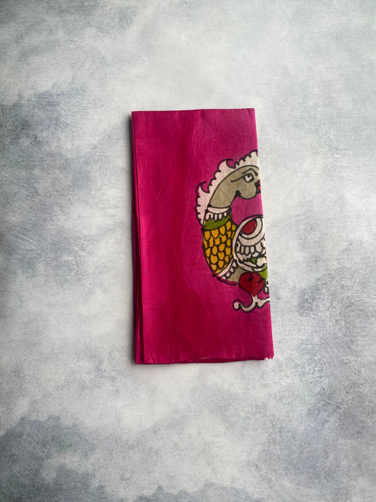 Hand Painted Bishnupuri Silk Blouse (Pink)