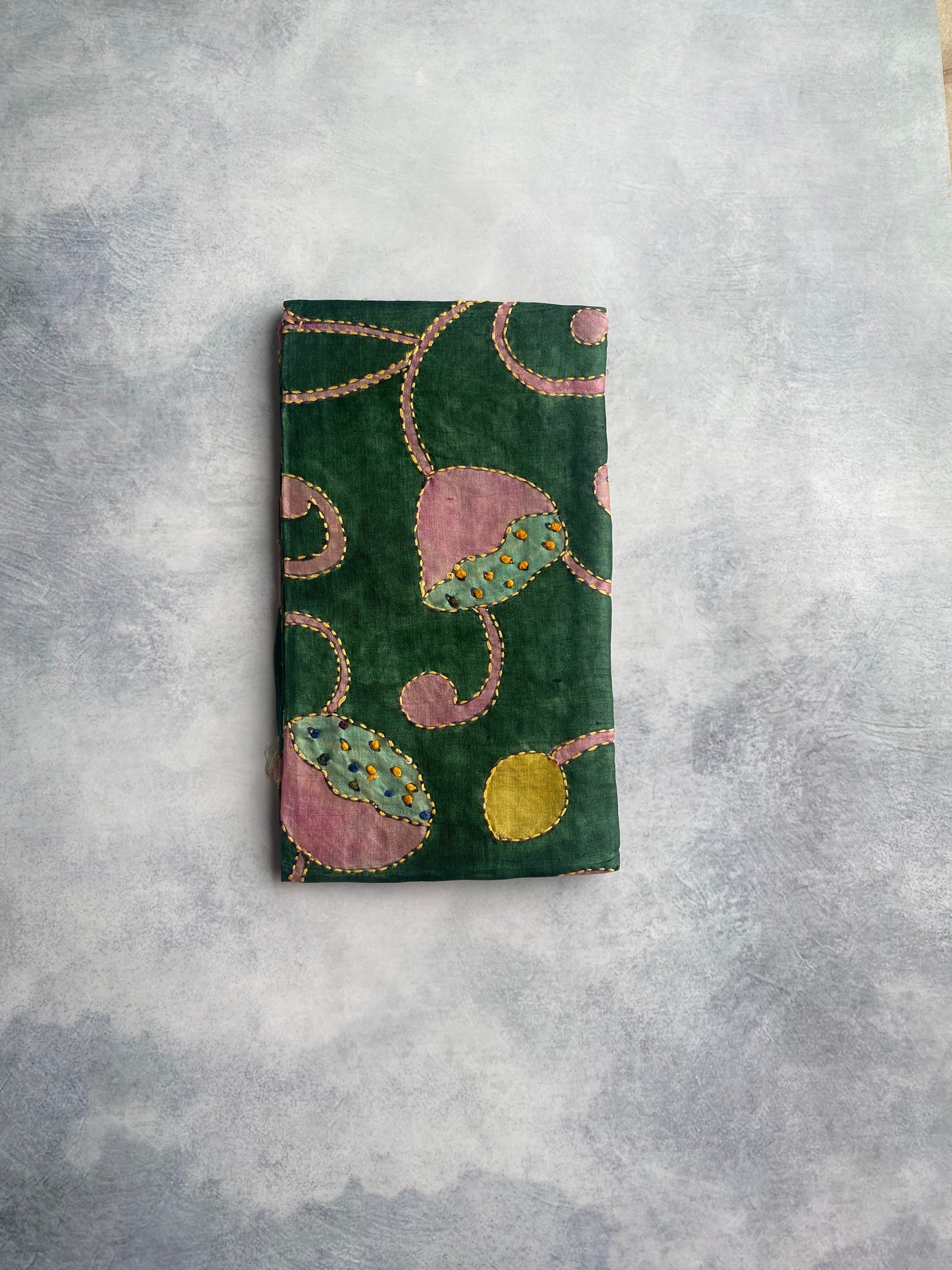 Tussar Kalamkari Kantha Blouse Piece ( Green)