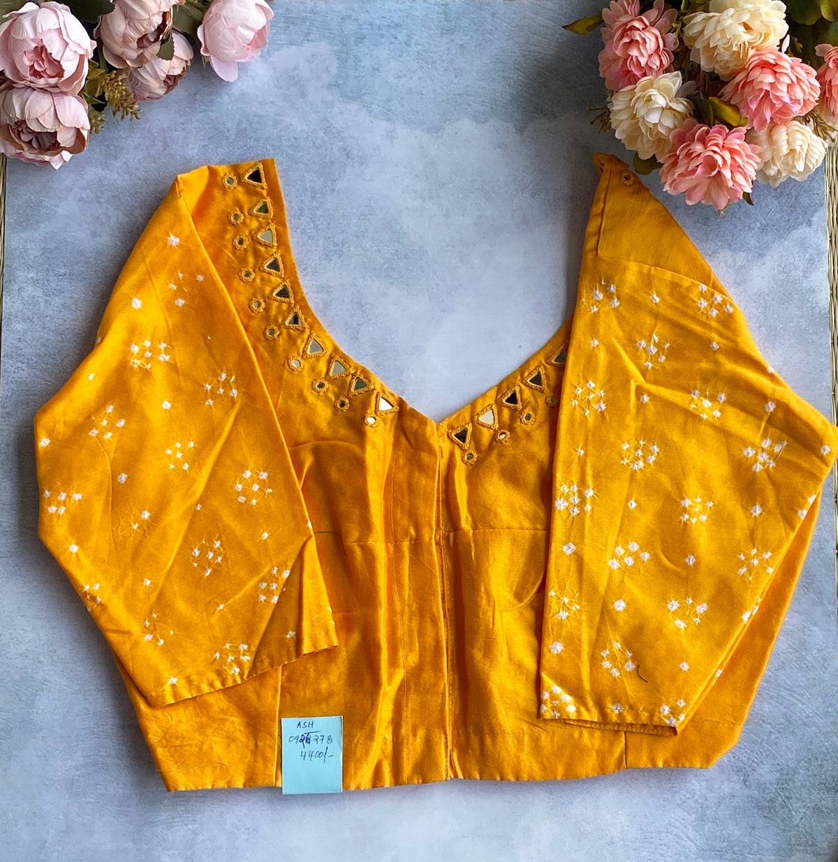 Mustard Yellow Pearl Trim Blouse