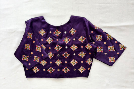 Purple Mirror Work Diamond Blouse