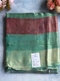 Mint Green and Dusty Rose Striped Saree with Zari Border