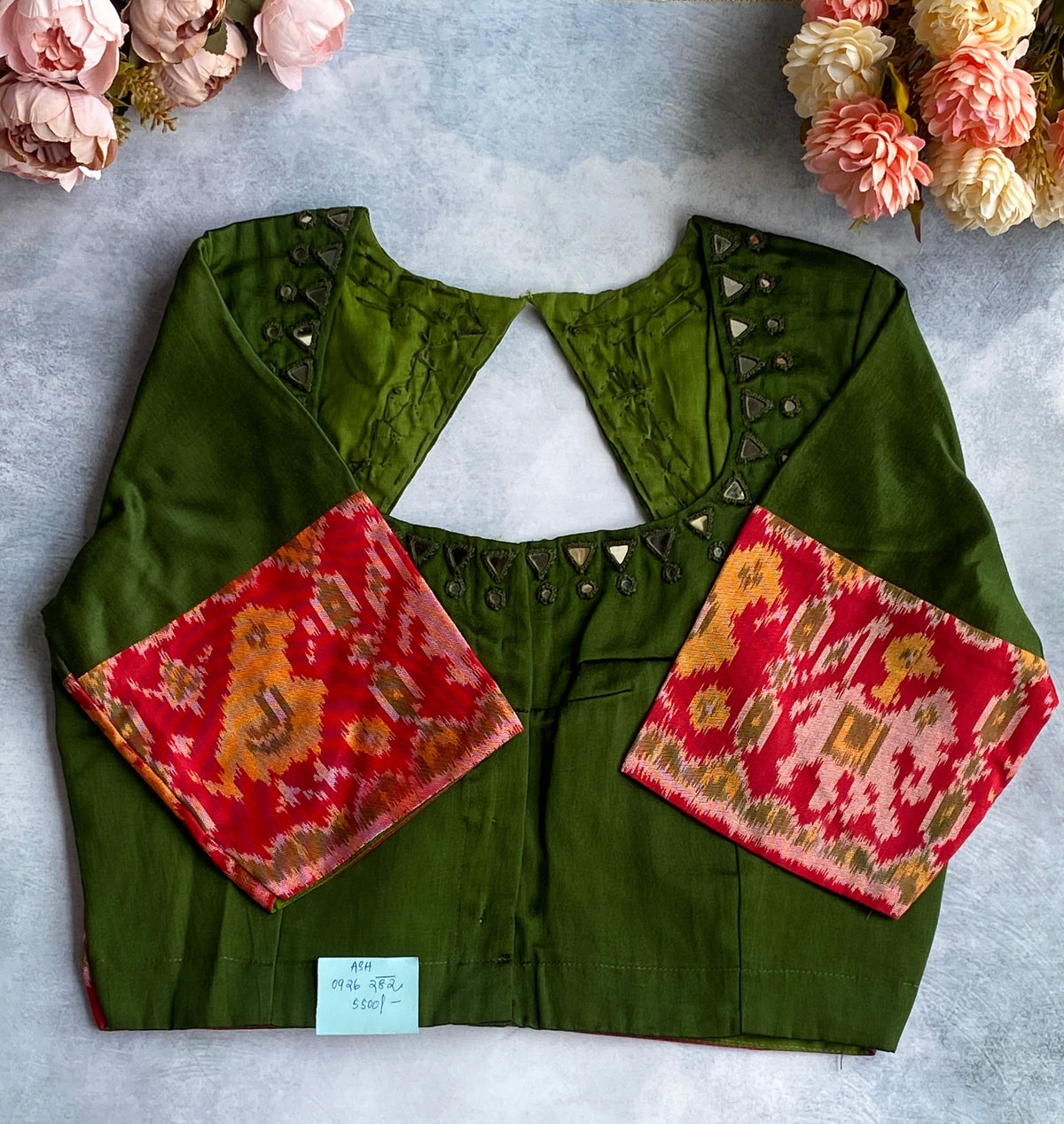 Bottle Green Kalamkari Border Blouse