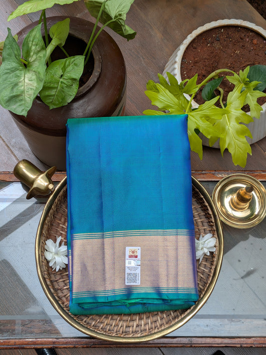 Kanchi Peacock Blue Soft Silk Saree