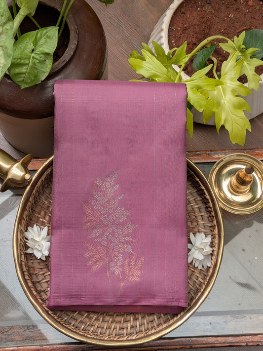 Lavender Mauve Handwoven Silk Saree with Elegant Floral Zari Motif