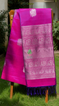 Royal Fuchsia Pink Silk Saree with Kamadhenu Motif Border