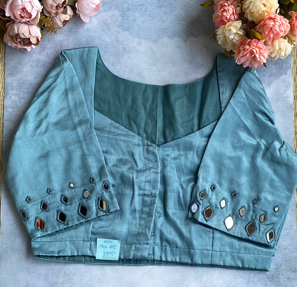 Sky Blue Sequin Burst Blouse