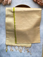 Cream Gold kanchi Silk Saree with Green Zari Border saree