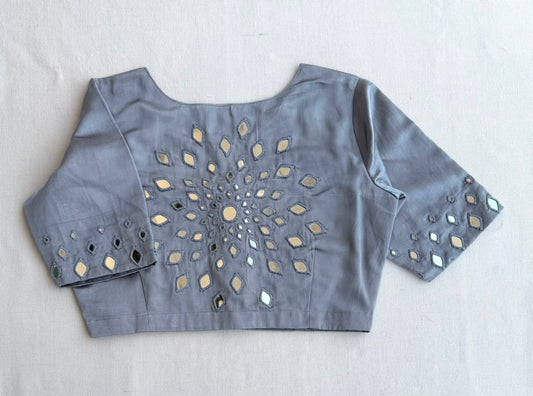 Grey  Mirror work Blouse