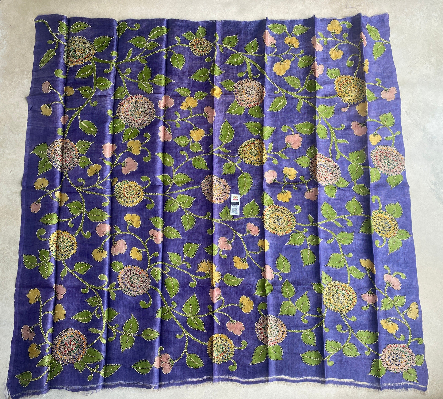 Tussar Kalamkari Kantha Blouse Piece (Lavender)
