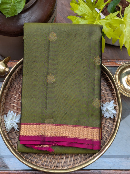 Kanchi Olive Green Soft Silk Saree
