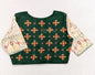 Bottle Green Contrast Sleeve Blouse