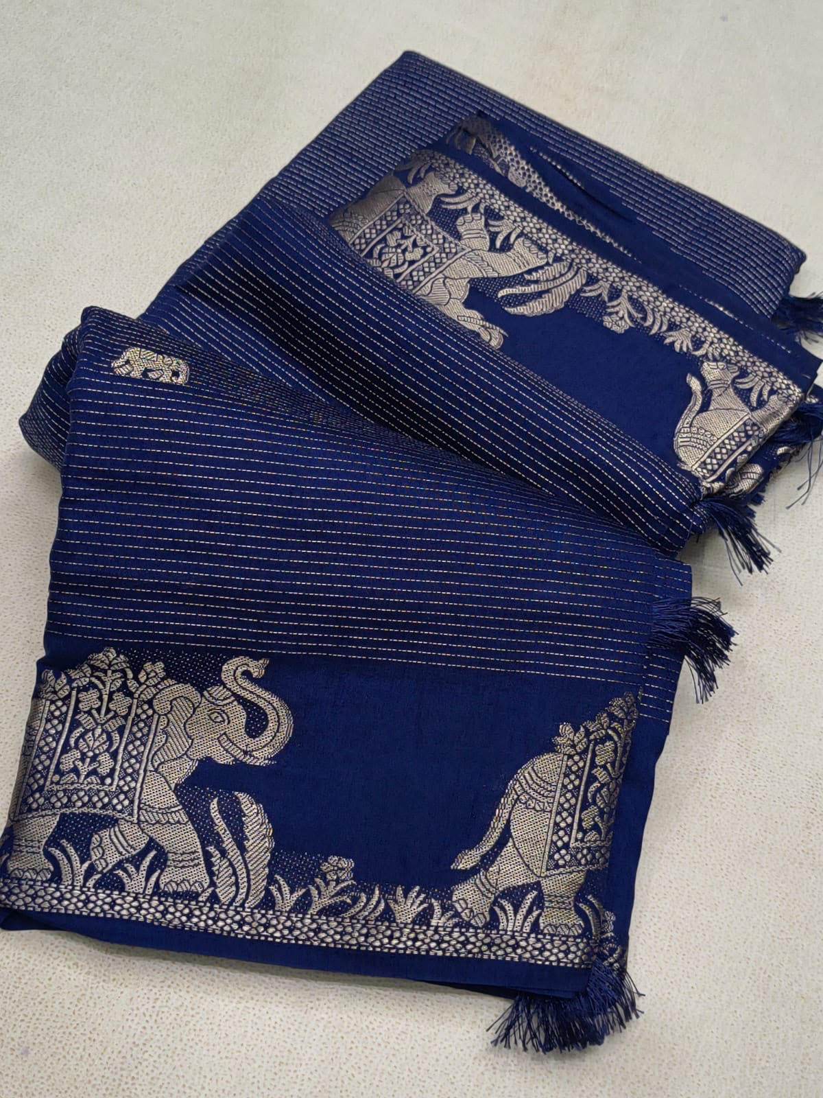 Blue Semi Tussar Silk Saree