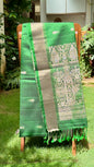 Emerald Green Silk Saree with Floral Buttas and Grand Zari Pallu