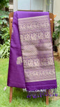 Royal Violet Silk Saree with Kamadhenu Motif Border