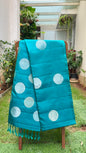 Turquoise Blue Silk Saree with Polka Dot Motifs