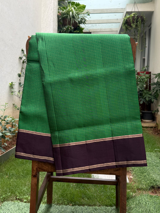 Green Silk Saree with Contrast Black Border