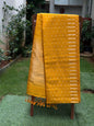 Mustard Gold Silk Saree with Polka Buttas and Contemporary Zari Stripes
