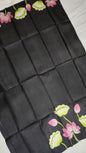 Hand-Painted Kalamkari Blouse Piece – Black Lotus Border Design
