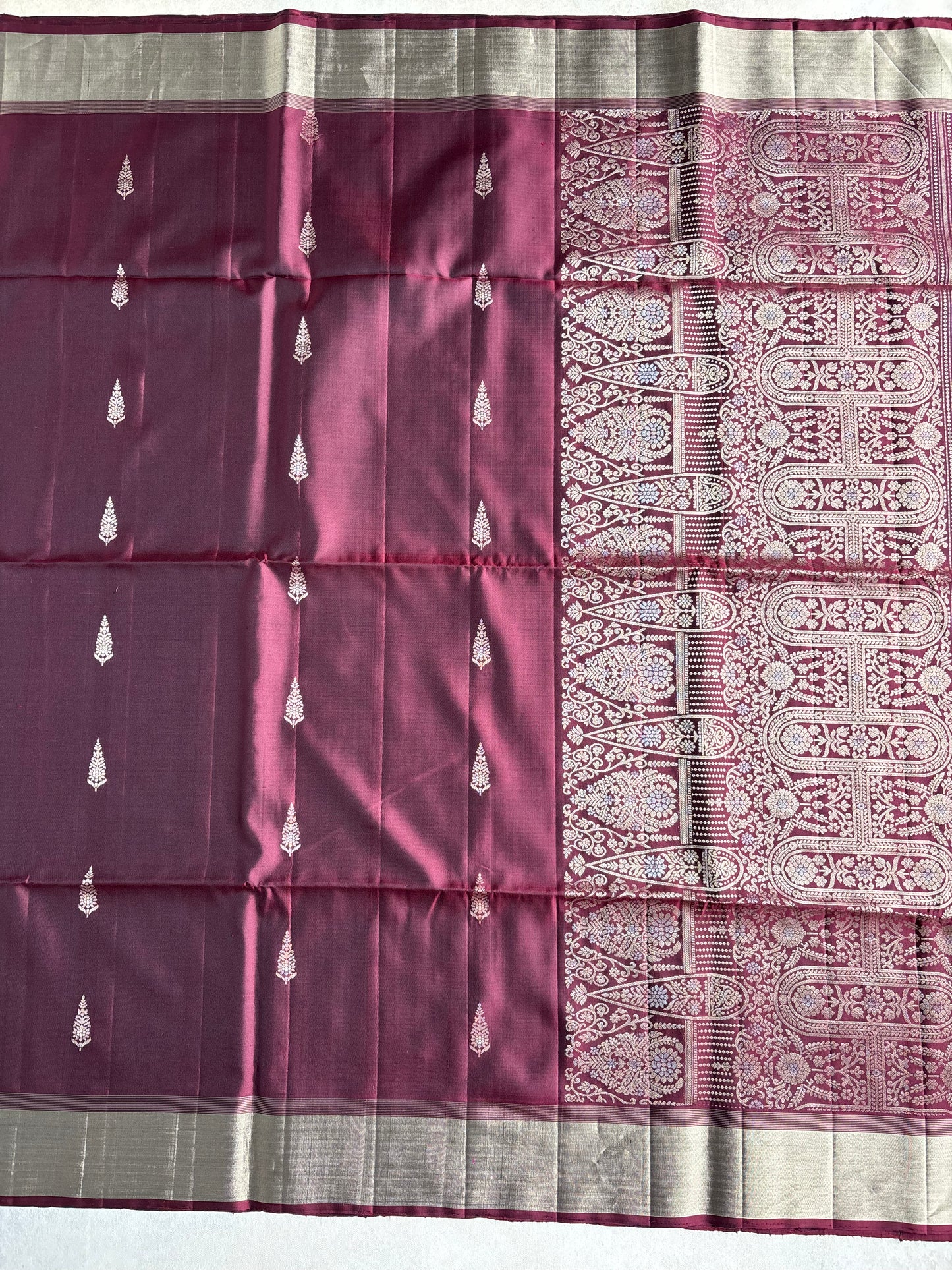 Maroon Handwoven Silk Saree with Heritage Zari Pallu