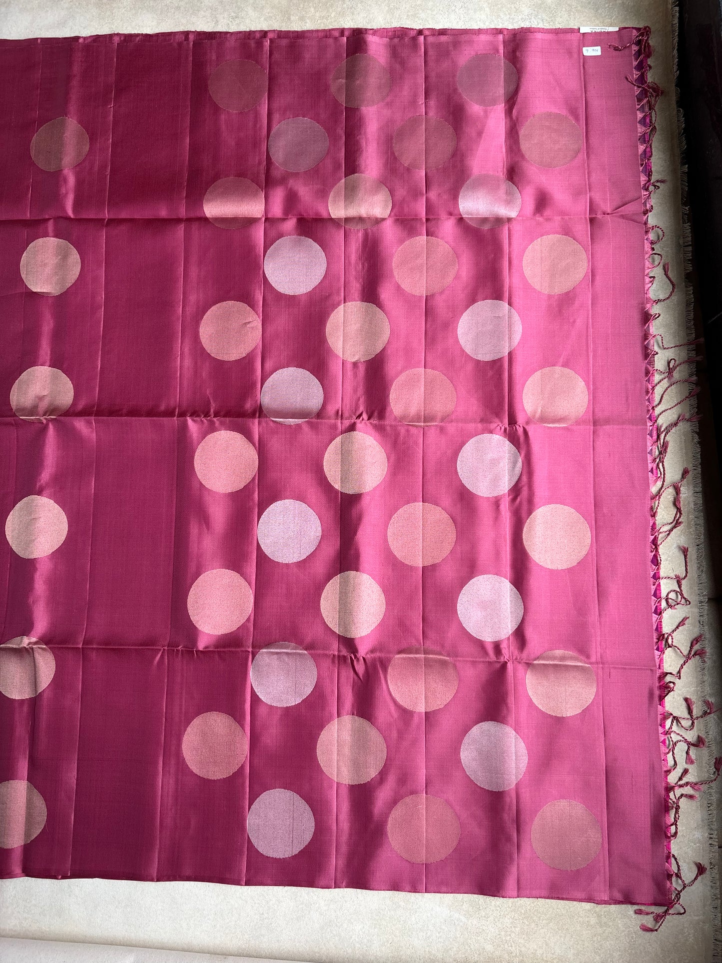 Rose Pink Silk Saree with Polka Dot Motifs