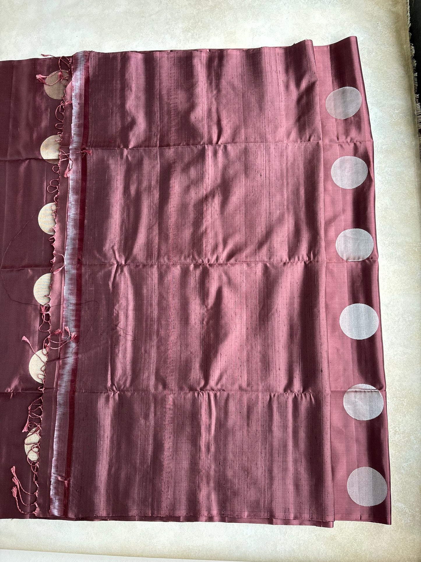 Chocolate Brown Silk Saree with Polka Dot Motifs